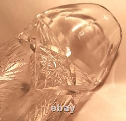 10.5 7 POUNDS! American brilliant cut crystal pitcher thistle art glass vase