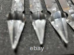 10 Antique Crystal Glass French Cut Spear Prisms Mantle Lamps Chandeliers 6 Inch