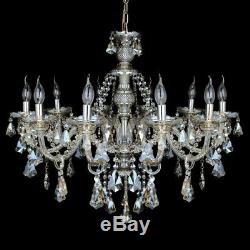 10 Arms Crystal Cut Glass Large Chandelier Pendant Ceiling Candle Light Home E12