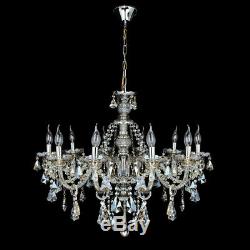 10 Arms Crystal Cut Glass Large Chandelier Pendant Ceiling Candle Light Home E12