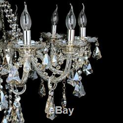 10 Arms Crystal Cut Glass Large Chandelier Pendant Ceiling Candle Light Home E12