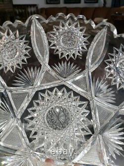 10 BOWL, Antique American Brilliant period cut Glass Crystal Bergen Crescent