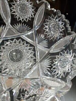 10 BOWL, Antique American Brilliant period cut Glass Crystal Bergen Crescent