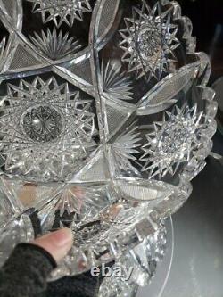 10 BOWL, Antique American Brilliant period cut Glass Crystal Bergen Crescent