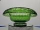 10 Bowl Rolled Rim, Green Cut to clear Crystal glass Signed England Webb RARE