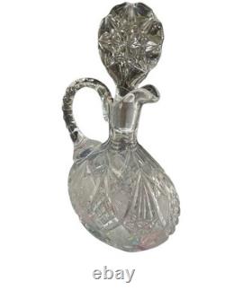 10 Decanter Bar Bottle, American Brilliant Period Cut Glass Crystal Rare Shape