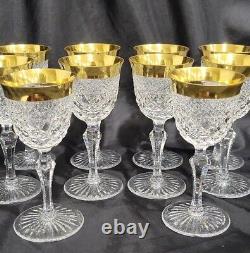 (10) Josephinenhutte Cut Crystal Cordial Glasses 24 Kt Gold Moser Rare 5 1/4