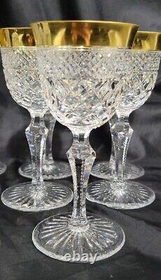 (10) Josephinenhutte Cut Crystal Cordial Glasses 24 Kt Gold Moser Rare 5 1/4