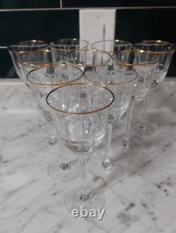 10 Lenox Regency Crystal 7 1/4 Wine Glass Cut Bowl Gold Trim