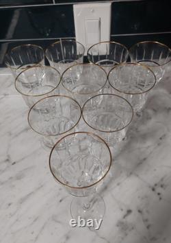 10 Lenox Regency Crystal 7 1/4 Wine Glass Cut Bowl Gold Trim