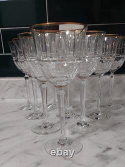 10 Lenox Regency Crystal 7 1/4 Wine Glass Cut Bowl Gold Trim