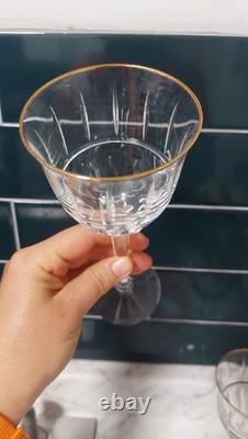 10 Lenox Regency Crystal 7 1/4 Wine Glass Cut Bowl Gold Trim