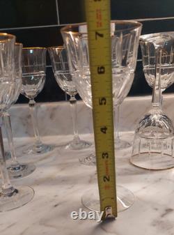 10 Lenox Regency Crystal 7 1/4 Wine Glass Cut Bowl Gold Trim