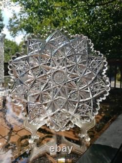 10 Plate Tray American brilliant cut glass crystal Hawkes Signed Portland RARE
