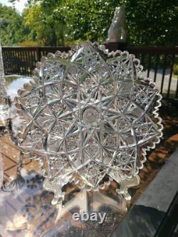 10 Plate Tray American brilliant cut glass crystal Hawkes Signed Portland RARE