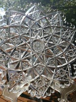 10 Plate Tray American brilliant cut glass crystal Hawkes Signed Portland RARE