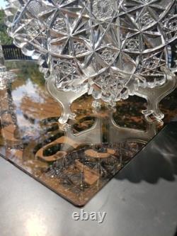 10 Plate Tray American brilliant cut glass crystal Hawkes Signed Portland RARE