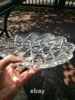 10 Plate Tray American brilliant cut glass crystal Hawkes Signed Portland RARE