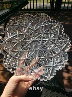 10 Plate Tray American brilliant cut glass crystal Hawkes Signed Portland RARE