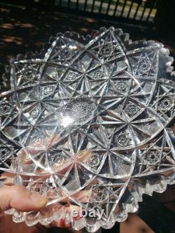 10 Plate Tray American brilliant cut glass crystal Hawkes Signed Portland RARE