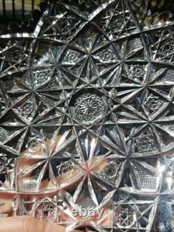 10 Plate Tray American brilliant cut glass crystal Hawkes Signed Portland RARE