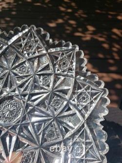 10 Plate Tray American brilliant cut glass crystal Hawkes Signed Portland RARE