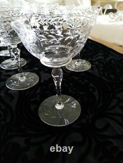 10 Rare Stunning 1930's Crystal Champagne Coupes Floral/ Wreath Pearls Cut Stem