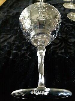 10 Rare Stunning 1930's Crystal Champagne Coupes Floral/ Wreath Pearls Cut Stem