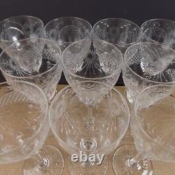 10 Thomas Webb Crystal Water Glasses Goblets Cut Flower & Lattice England