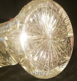 11.5 AMERICAN BRILLIANT vtg cut crystal table art glass pitcher antique vase