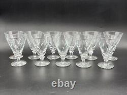 11 LIBBEY Glass 10 oz Cut Crystal 5-5/8 Water Goblets Stemmed Leaves #3004 MCM