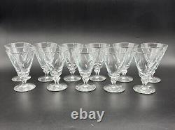11 LIBBEY Glass 10 oz Cut Crystal 5-5/8 Water Goblets Stemmed Leaves #3004 MCM
