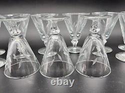 11 LIBBEY Glass 10 oz Cut Crystal 5-5/8 Water Goblets Stemmed Leaves #3004 MCM