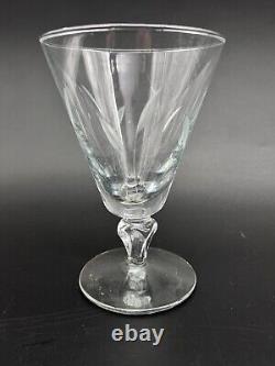 11 LIBBEY Glass 10 oz Cut Crystal 5-5/8 Water Goblets Stemmed Leaves #3004 MCM