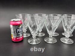 11 LIBBEY Glass 10 oz Cut Crystal 5-5/8 Water Goblets Stemmed Leaves #3004 MCM