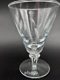11 LIBBEY Glass 10 oz Cut Crystal 5-5/8 Water Goblets Stemmed Leaves #3004 MCM