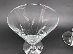 11 LIBBEY Glass 10 oz Cut Crystal 5-5/8 Water Goblets Stemmed Leaves #3004 MCM