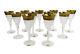 11 Moser Czech Cut Crystal Claret Wine Goblets Gold Splendid Signed