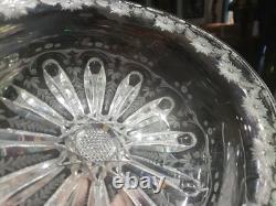 11 Oval BOWL American Brilliant Period Cut Glass Crystal signed Libbey #378