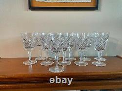 11 Vintage Waterford Alana Large Water Goblets Hand Cut Irish Crystal