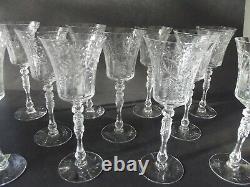 (11) Water Wine glasses Goblets 8-1/2 Cut floral swags elegant antique crystal