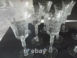 (11) Water Wine glasses Goblets 8-1/2 Cut floral swags elegant antique crystal