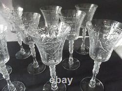 (11) Water Wine glasses Goblets 8-1/2 Cut floral swags elegant antique crystal