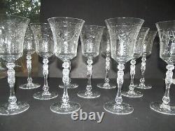 (11) Water Wine glasses Goblets 8-1/2 Cut floral swags elegant antique crystal