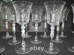 (11) Water Wine glasses Goblets 8-1/2 Cut floral swags elegant antique crystal