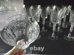 (11) Water Wine glasses Goblets 8-1/2 Cut floral swags elegant antique crystal