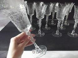 (11) Water Wine glasses Goblets 8-1/2 Cut floral swags elegant antique crystal