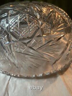 120 Plus Yr Old Cut Glass Crystal Bowl American Brilliant 8 Very Heavy Antique