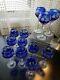12 Ajka Cobalt Blue Cased Cut To Clear Crystal Wine Glass Hock