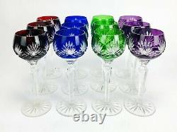 12 Ajka Marsala Cut To Clear Crystal 8 1/4 Multicolor Wine Goblet Glass